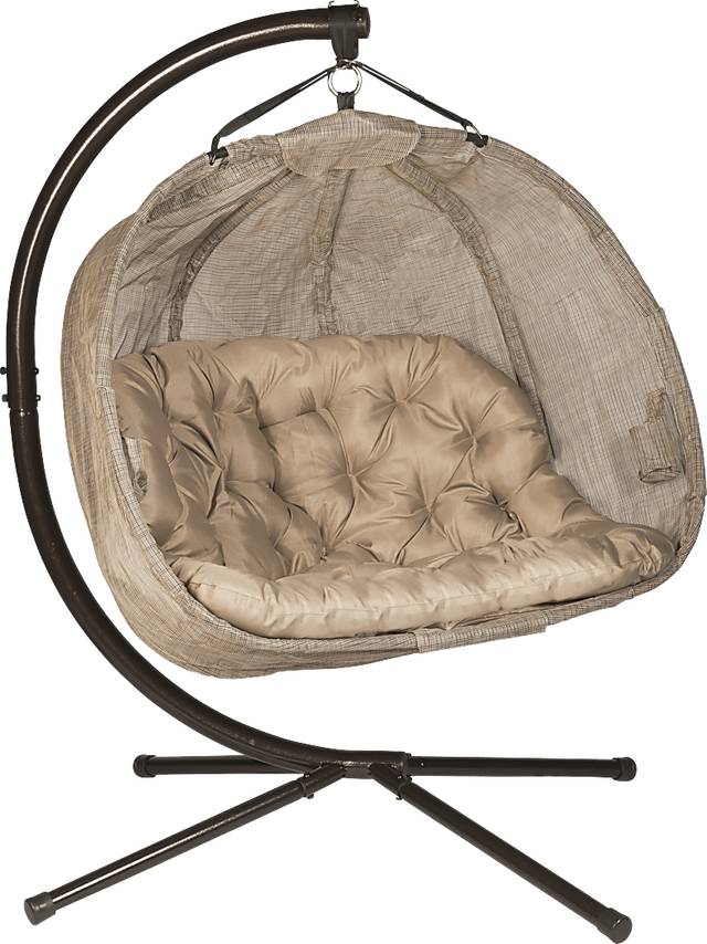 Outdoor Hoyne Brown Hanging Loveseat - Thumbnail - Image 1