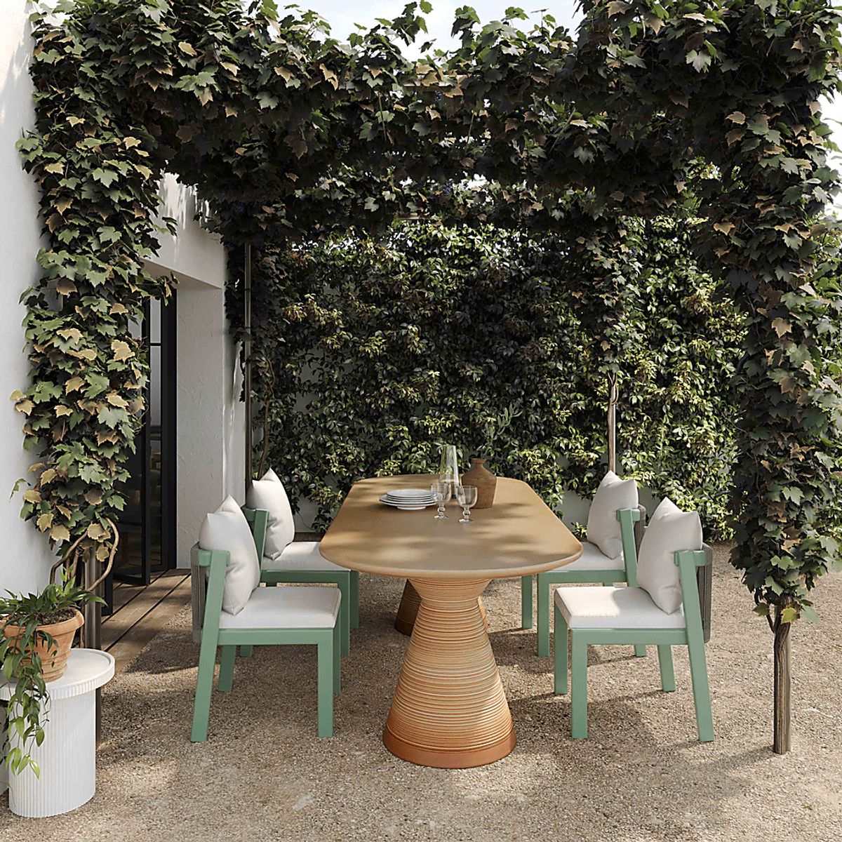Hudspeth Terracotta Orange Outdoor Dining Table | Rooms to Go