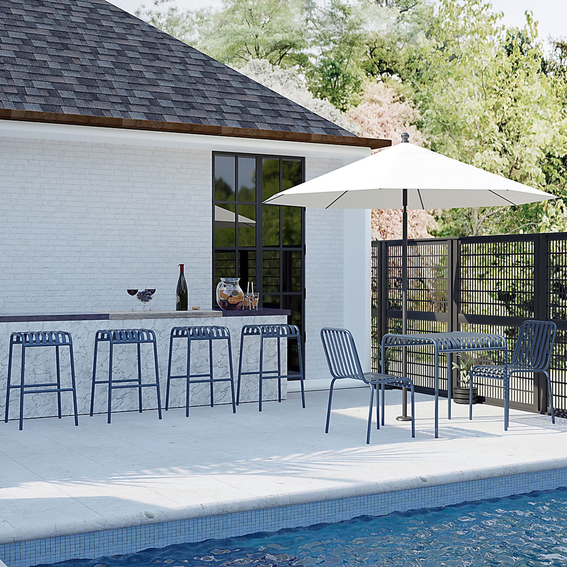 Outdoor Ischia Blue Barstool - Image 3