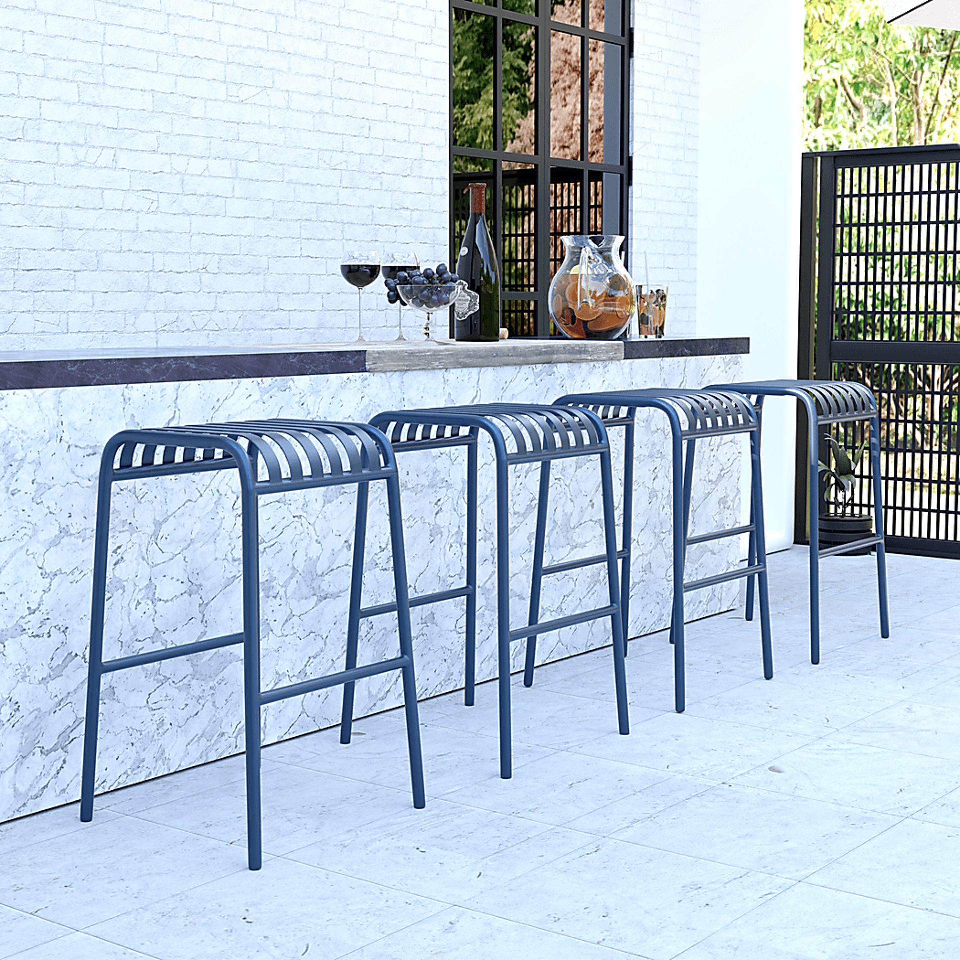 Outdoor Ischia Blue Barstool - Image 5