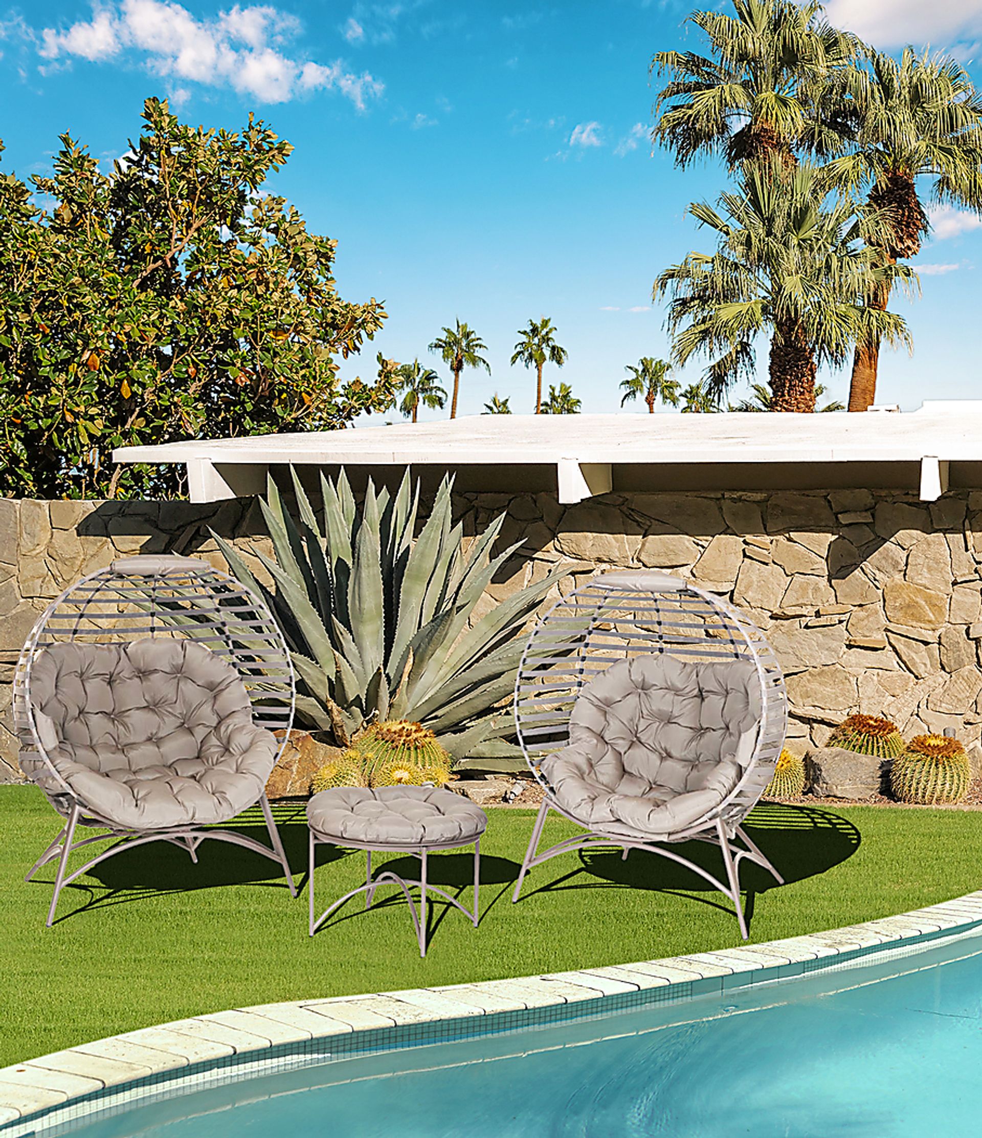 Outdoor Jannick Beige Conversation Set, Set of 3 - Image 4