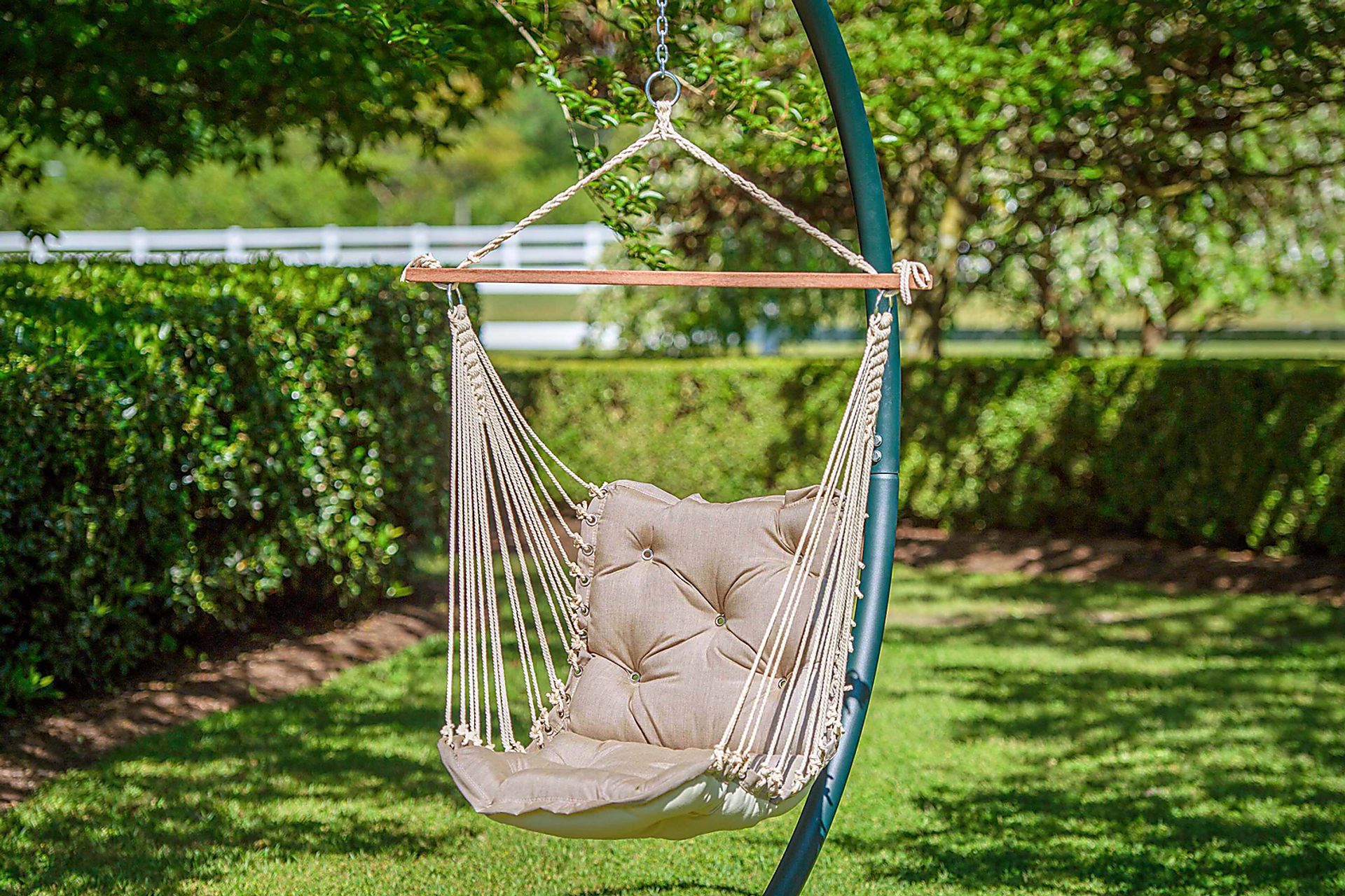 Outdoor Keone Beige Single Swing Hammock - Image 2
