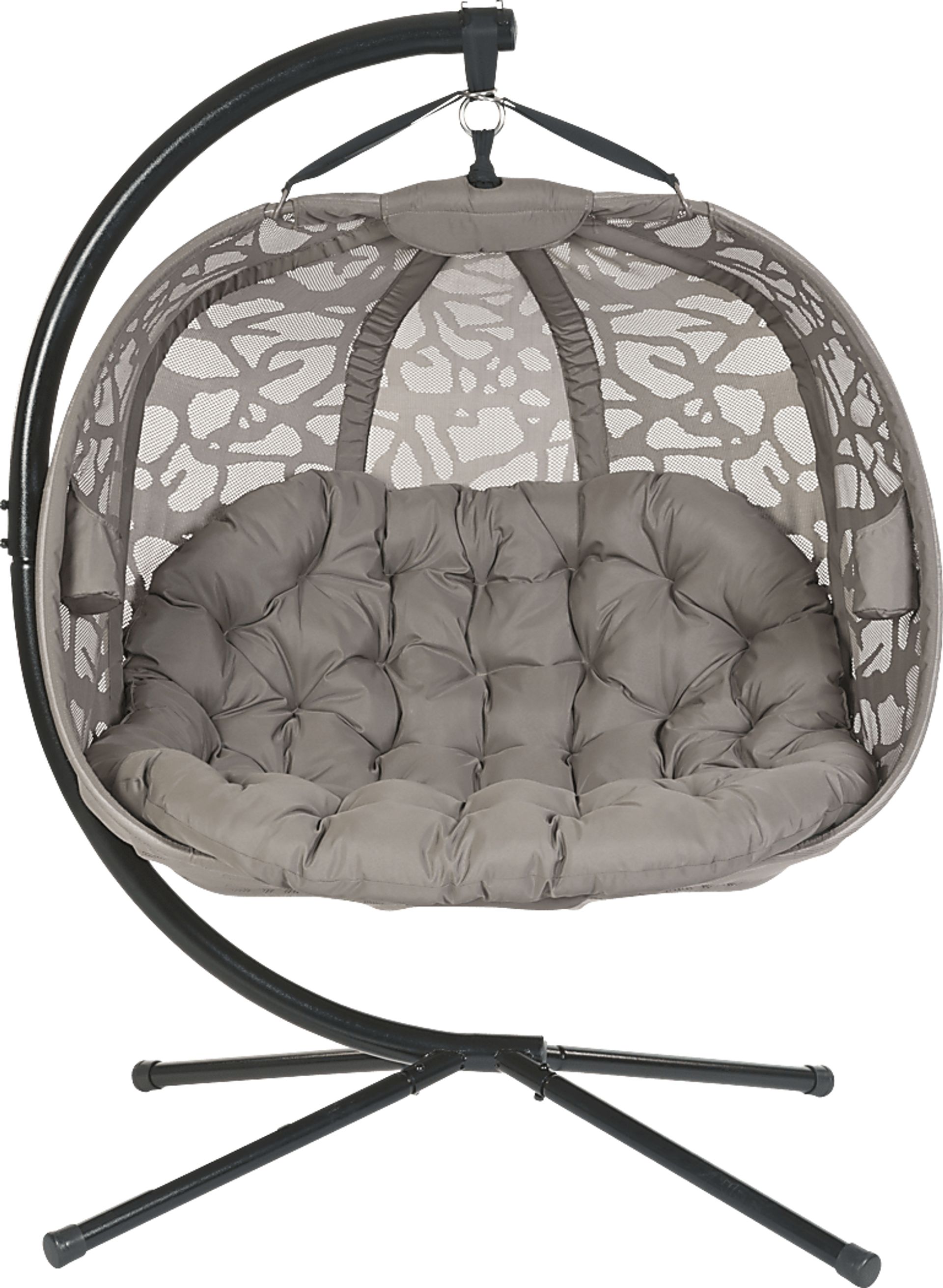 Outdoor Kimbard Beige Hanging Loveseat - Image 1