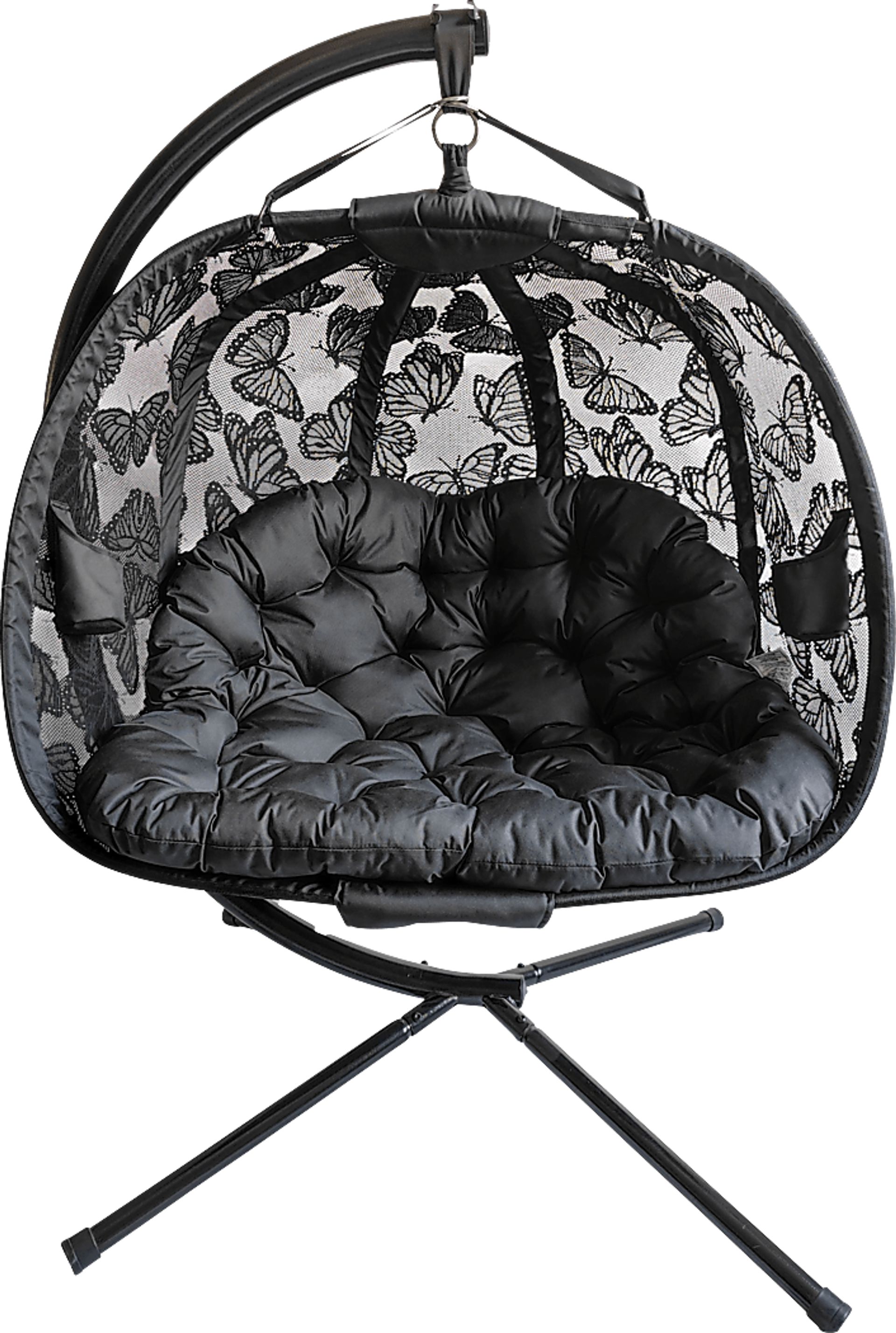 Outdoor Kimbard Black Hanging Loveseat - Image 1