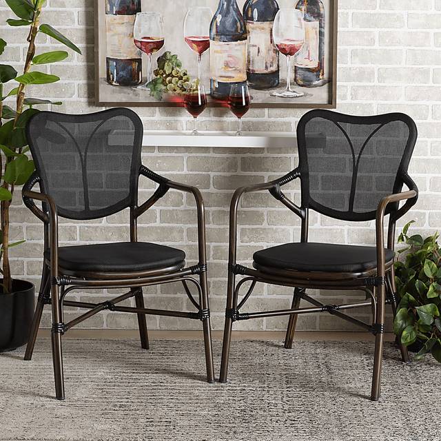 Outdoor Larenel Black Side Chair Set of 2 - Thumbnail - Image 2