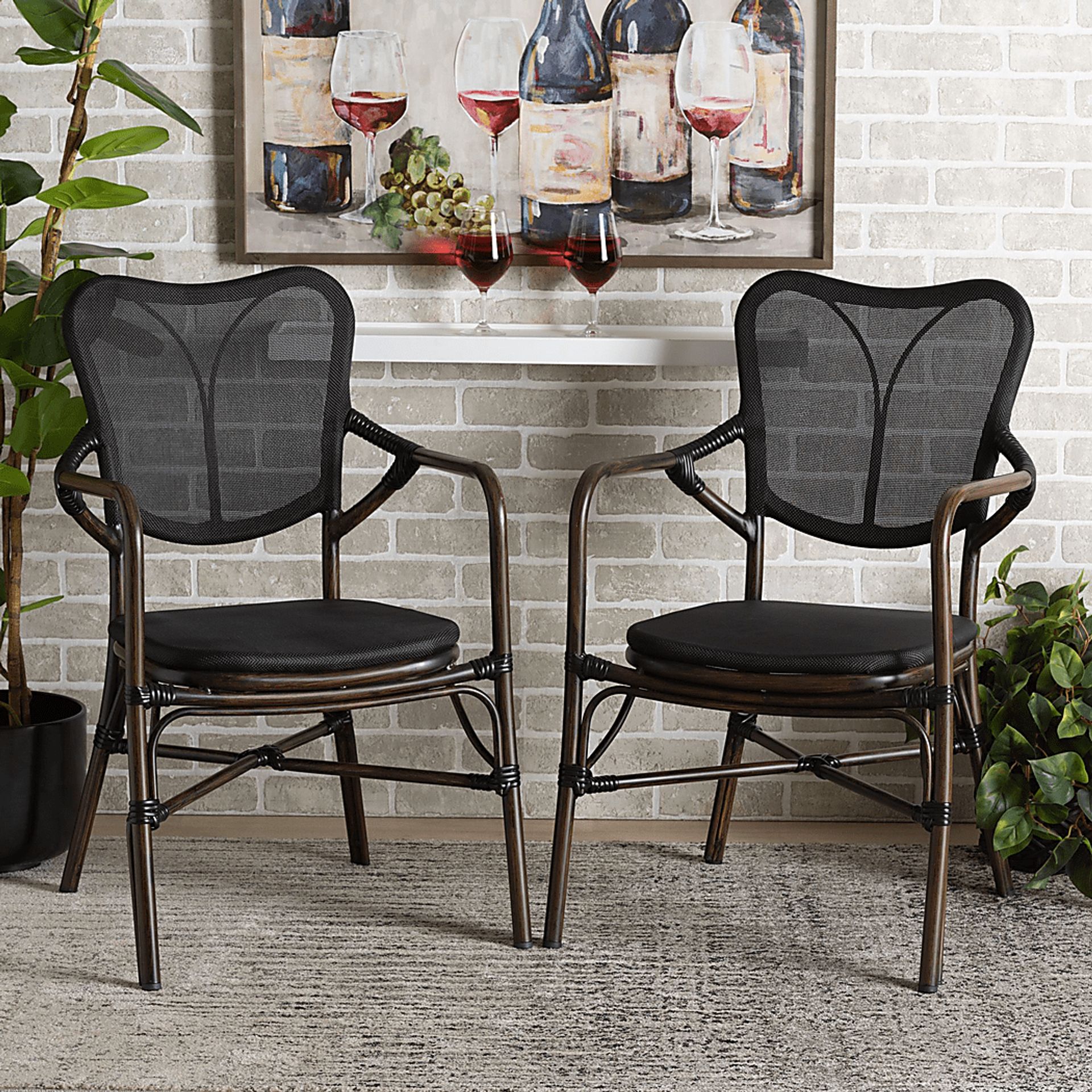 Outdoor Larenel Black Side Chair Set of 2 - Image 2