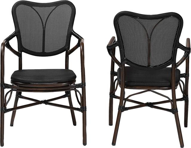 Outdoor Larenel Black Side Chair Set of 2 - Thumbnail - Image 4