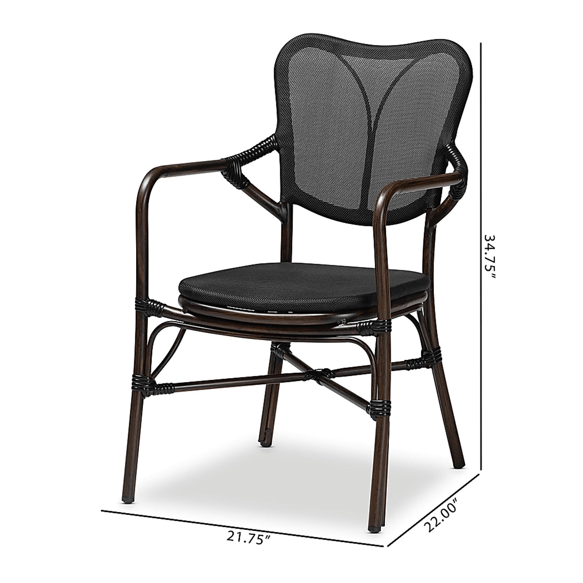 Outdoor Larenel Black Side Chair Set of 2 - Image 9