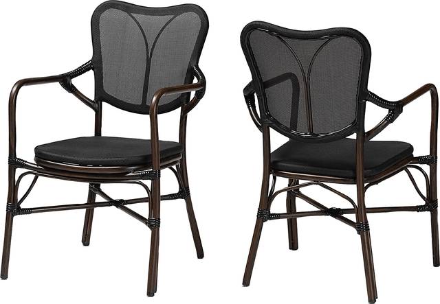 Outdoor Larenel Black Side Chair Set of 2 - Thumbnail - Image 1