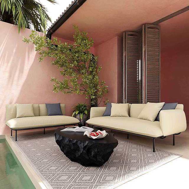 Outdoor Laurine Beige Loveseat - Thumbnail - Image 2