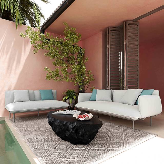 Outdoor Laurine Light Gray Loveseat - Thumbnail - Image 2