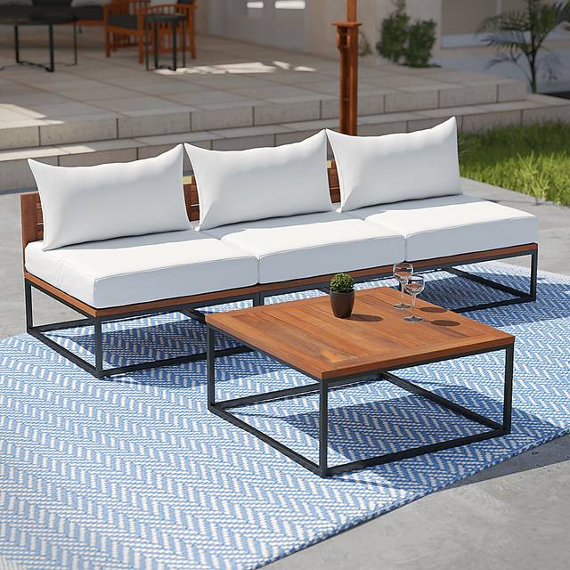 Outdoor Laverne Modular White Sofa and Cocktail Table, Set of 2 - Thumbnail - Image 2