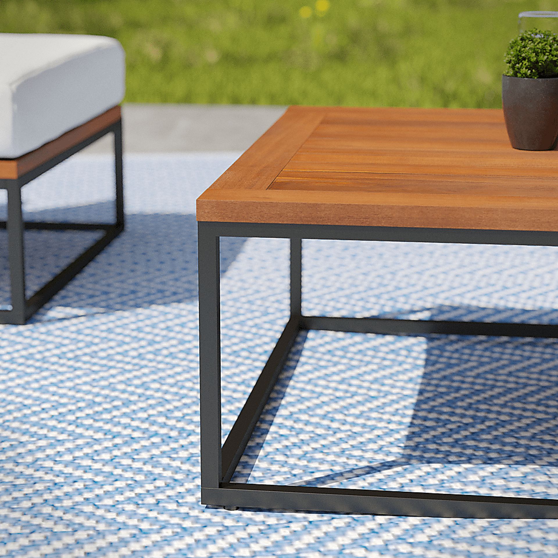 Outdoor Laverne Modular White Sofa and Cocktail Table, Set of 2 - Image 5