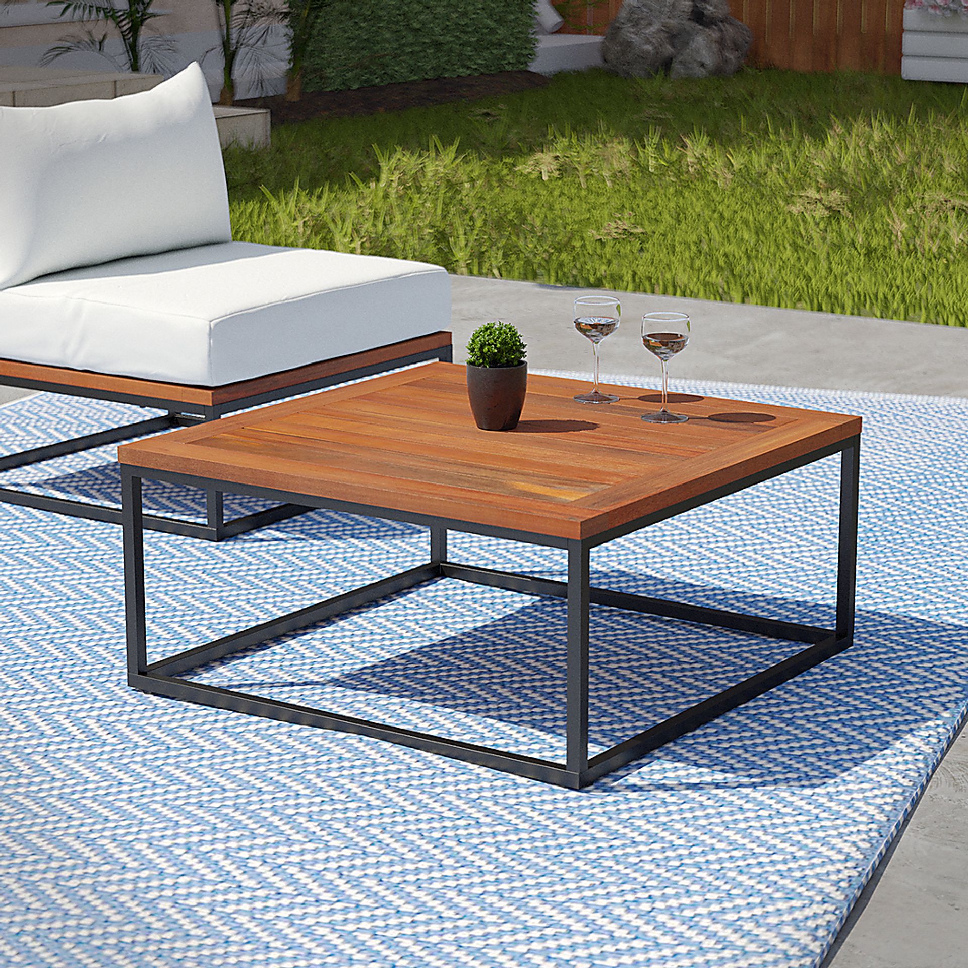 Outdoor Laverne Modular White Sofa and Cocktail Table, Set of 2 - Image 7