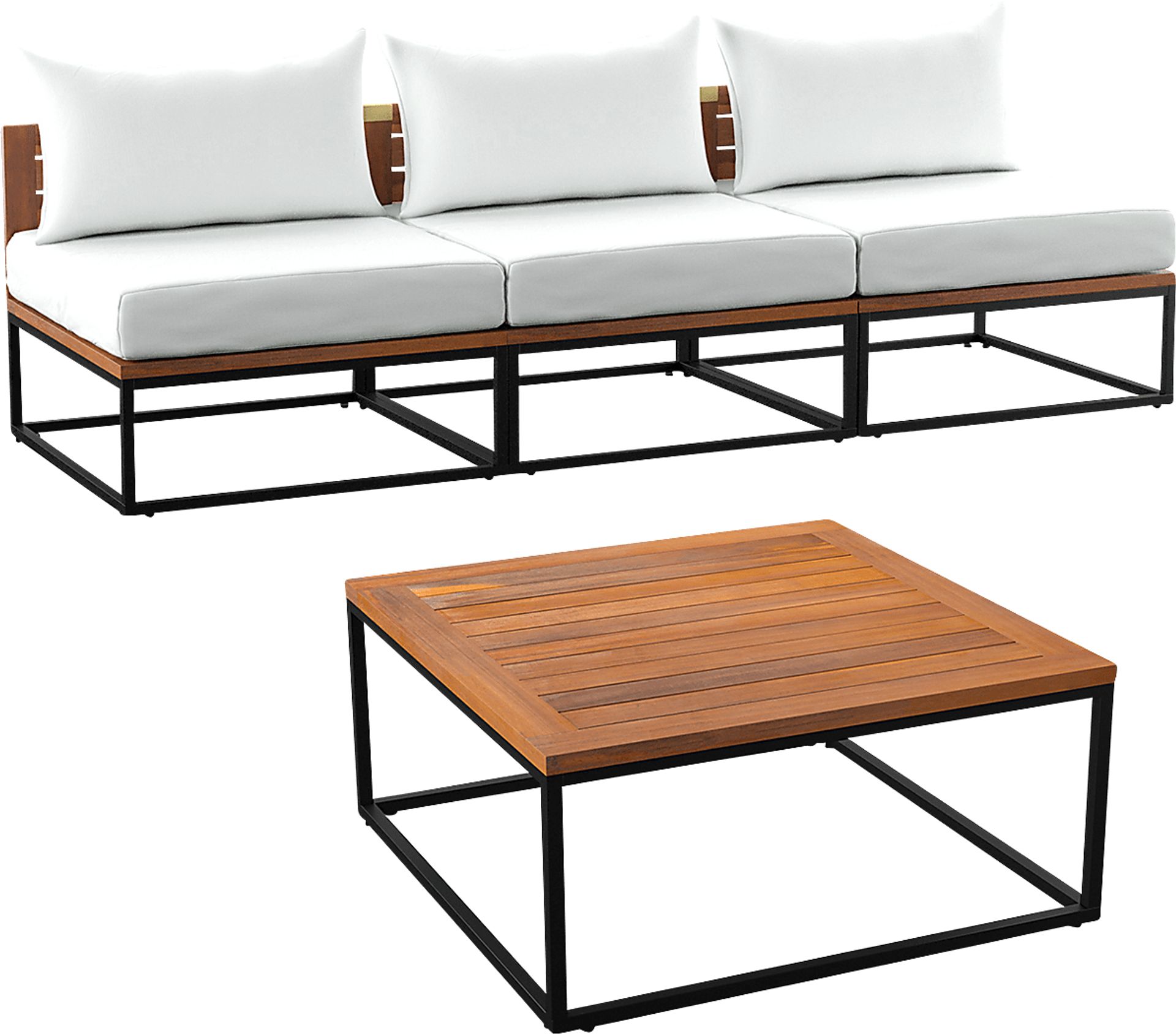 Outdoor Laverne Modular White Sofa and Cocktail Table, Set of 2 - Image 1