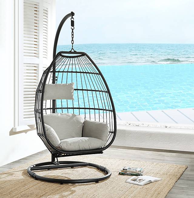 Outdoor Lolannen Black Hanging Chair - Thumbnail - Image 2