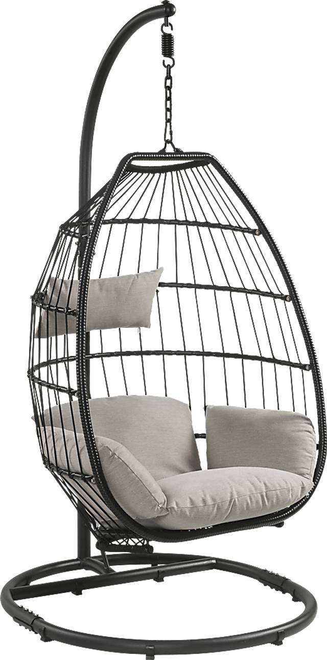 Outdoor Lolannen Black Hanging Chair - Thumbnail - Image 1