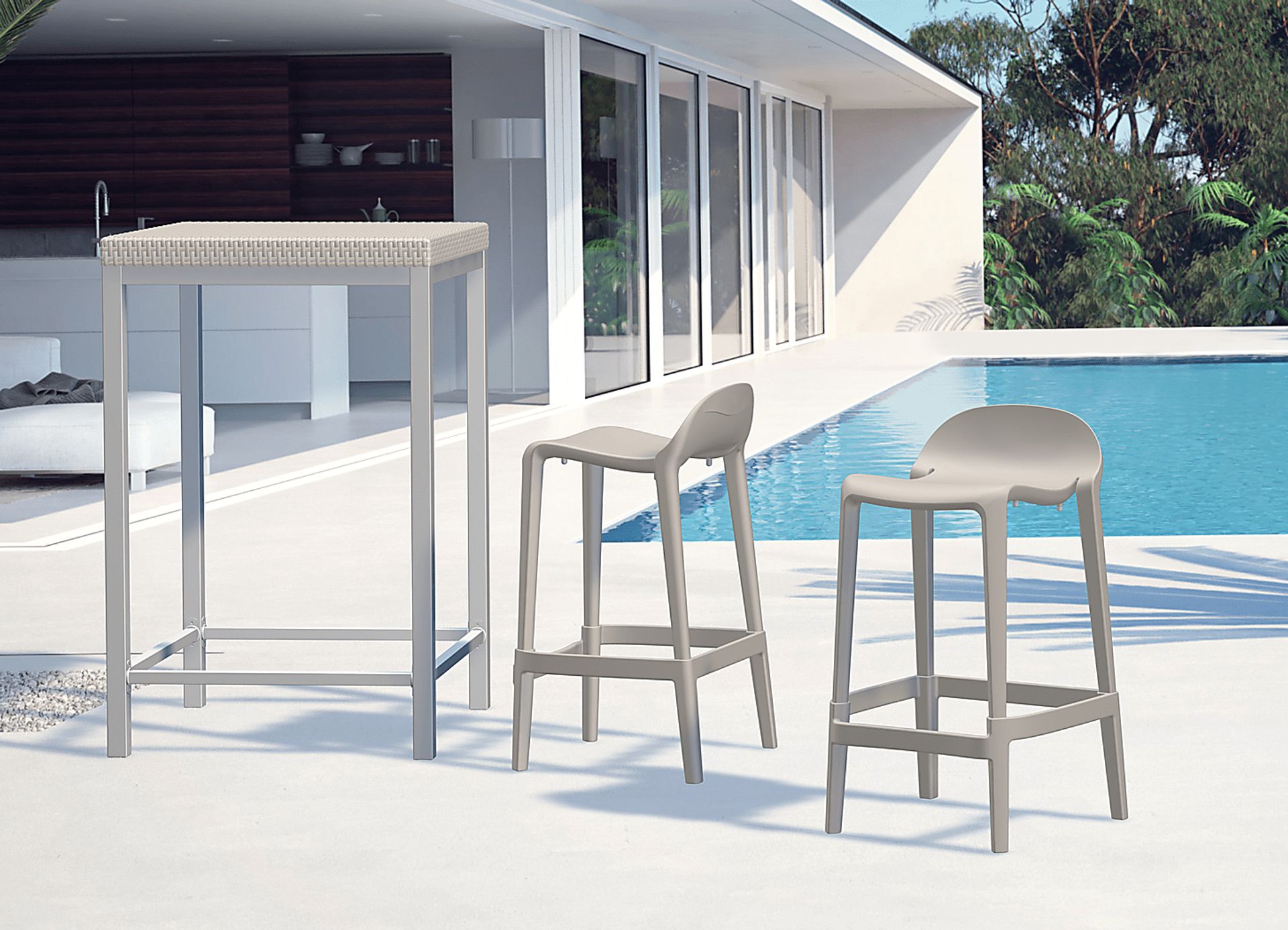 Outdoor Lulia Gray Counter Stool, Set of 2 - Image 2