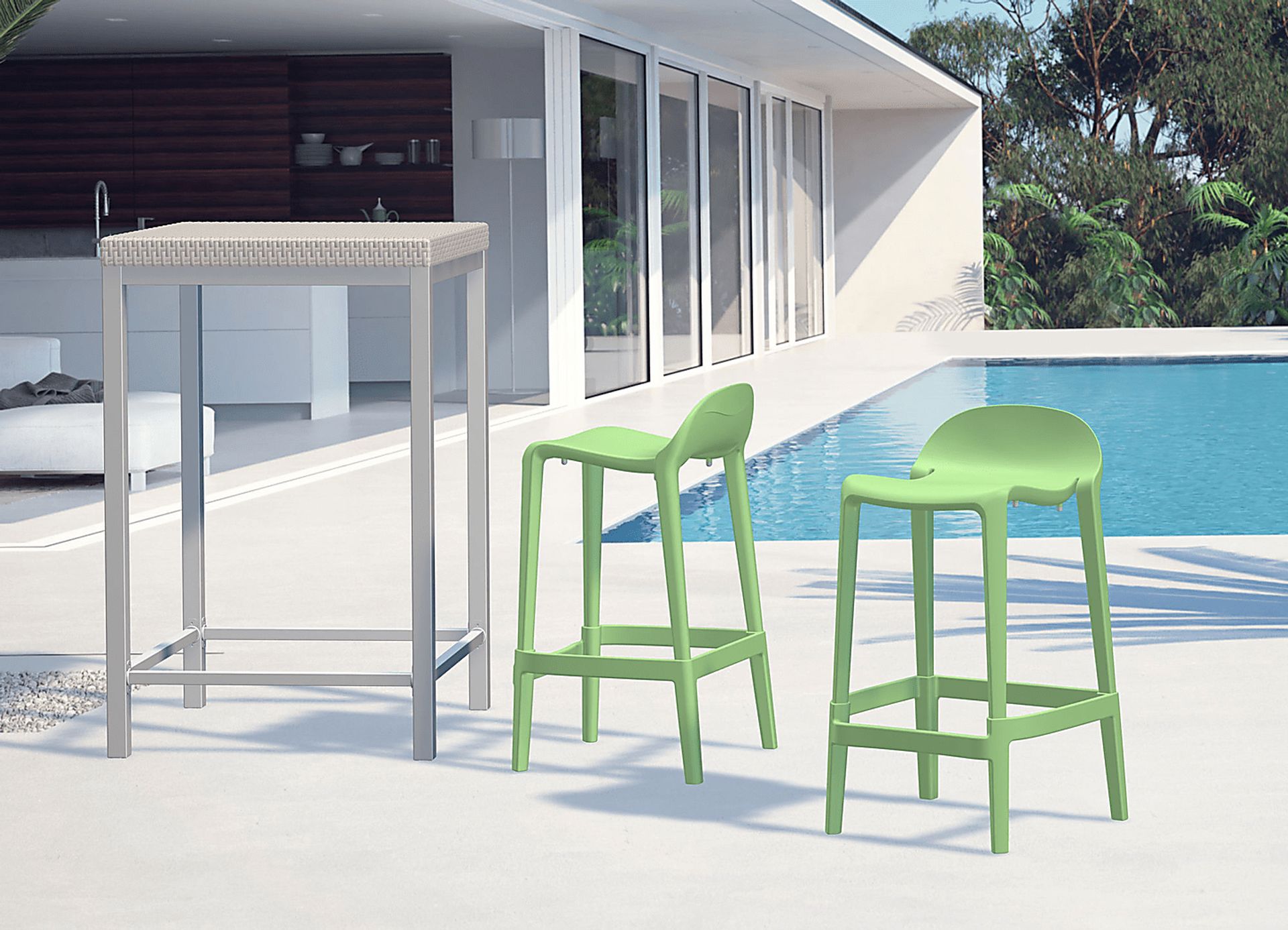 Outdoor Lulia Green Counter Stool, Set of 2 - Image 2
