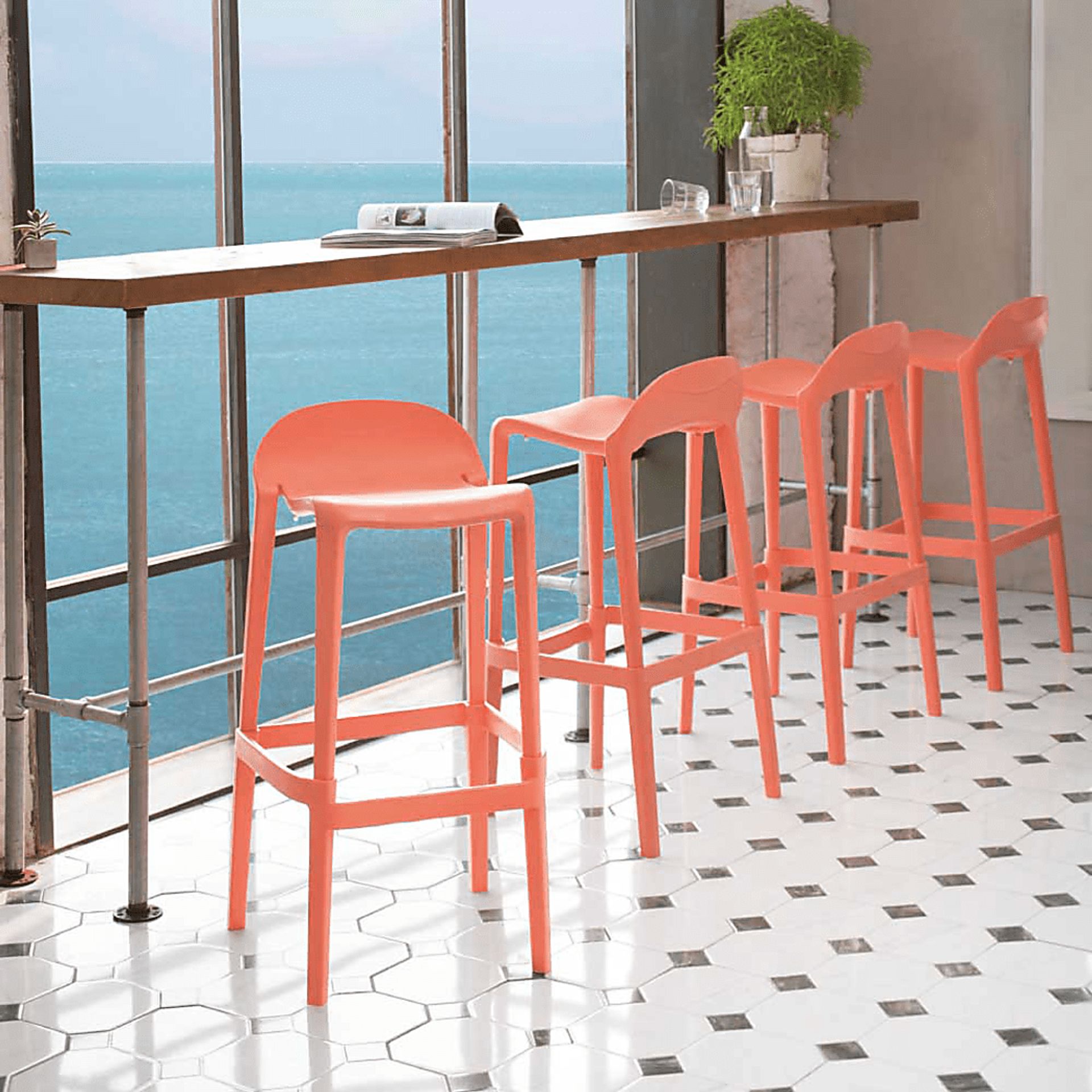 Outdoor Lulia Salmon Barstool, Set of 2 - Image 5