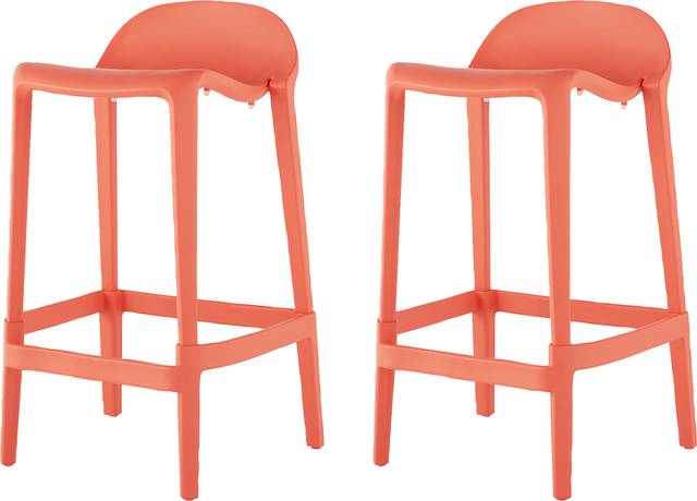 Outdoor Lulia Salmon Counter Stool, Set of 2 - Thumbnail - Image 1
