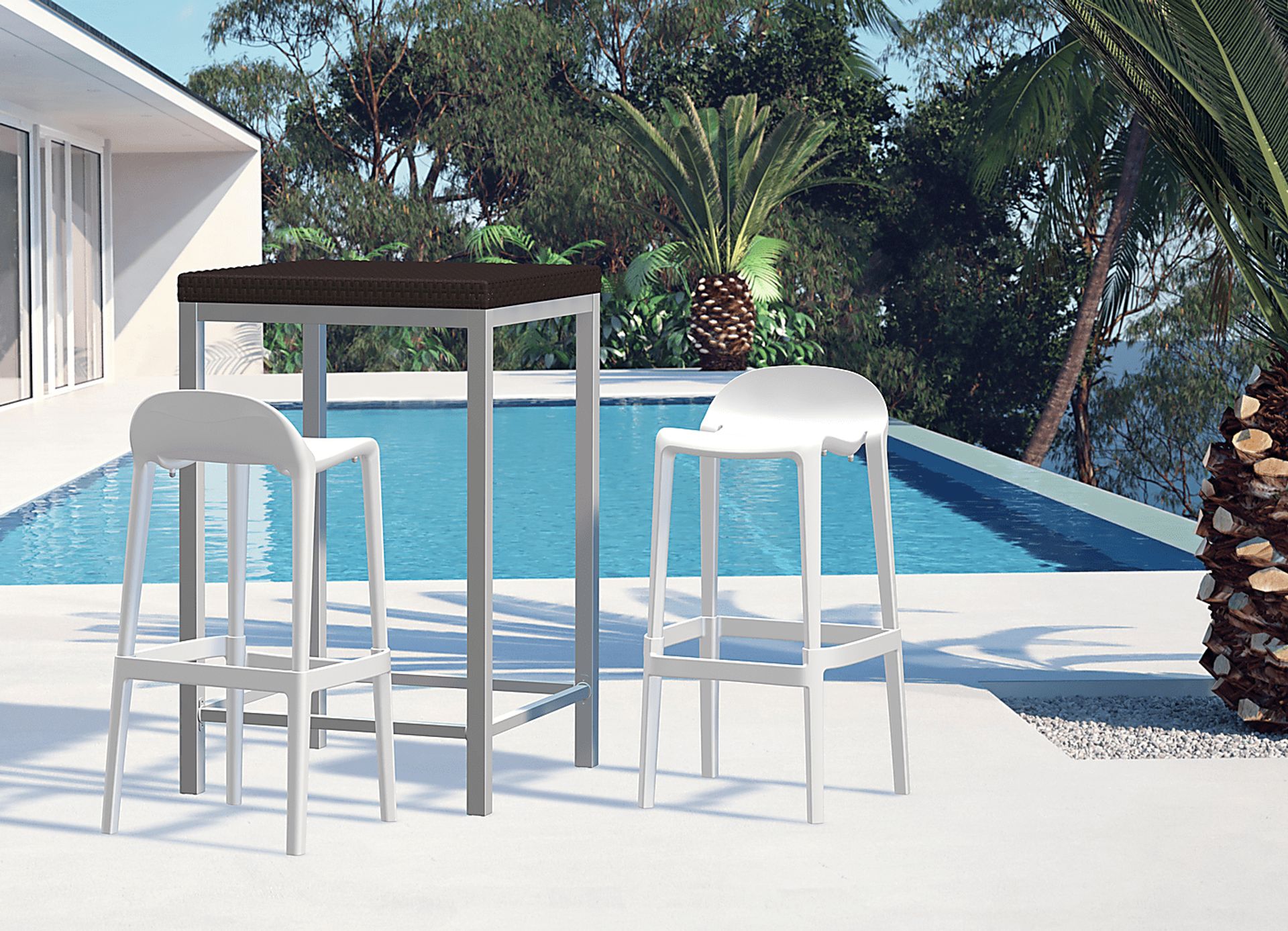 Outdoor Lulia White Barstool, Set of 2 - Image 2