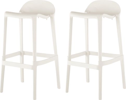 Outdoor Lulia White Barstool, Set of 2