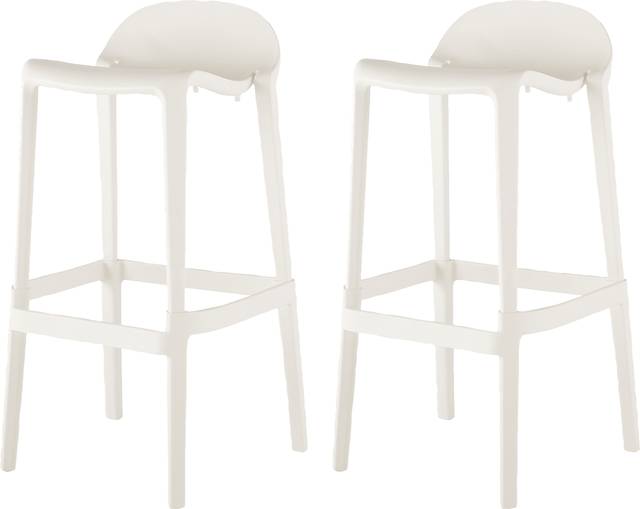 Outdoor Lulia White Barstool, Set of 2 - Thumbnail - Image 1