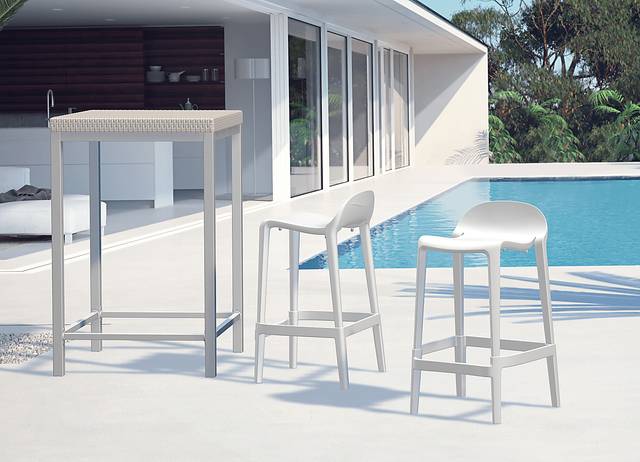 Outdoor Lulia White Counter Stool, Set of 2 - Thumbnail - Image 2