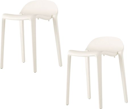 Outdoor Lulia White Stool, Set of 2