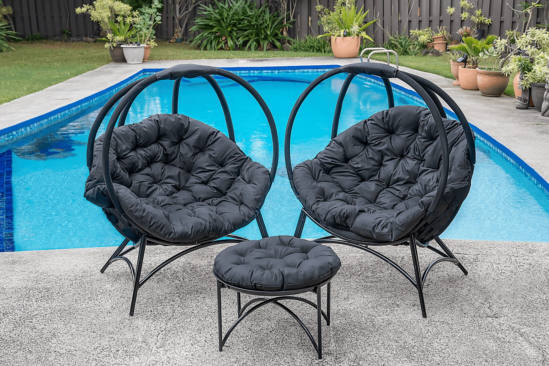 Outdoor Martim Black Conversation Set, Set of 3 - Image 3