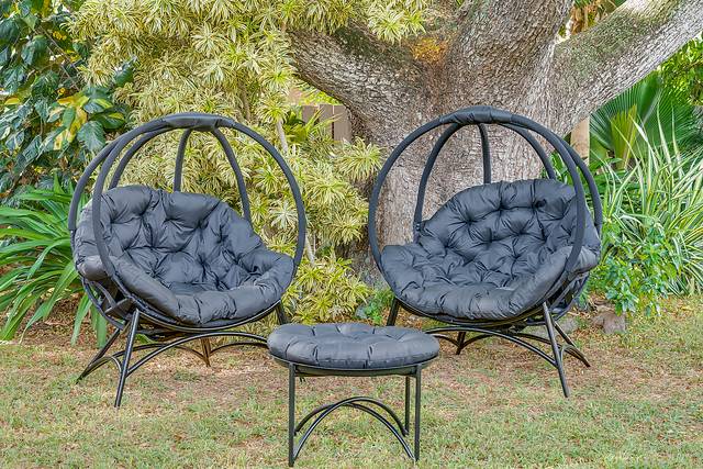 Outdoor Martim Black Conversation Set, Set of 3 - Thumbnail - Image 4