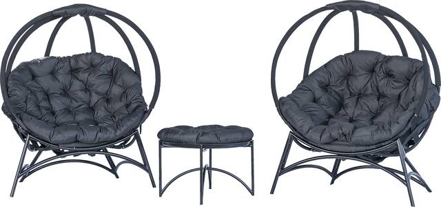 Outdoor Martim Black Conversation Set, Set of 3 - Thumbnail - Image 5