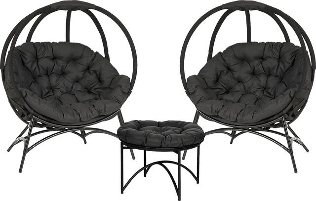 Outdoor Martim Black Conversation Set, Set of 3 - Thumbnail - Image 1