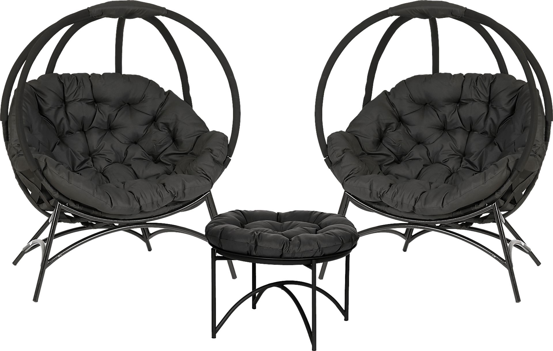 Outdoor Martim Black Conversation Set, Set of 3 - Image 1