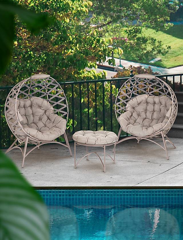 Outdoor Maureo Beige Conversation Set, Set of 3 - Thumbnail - Image 3