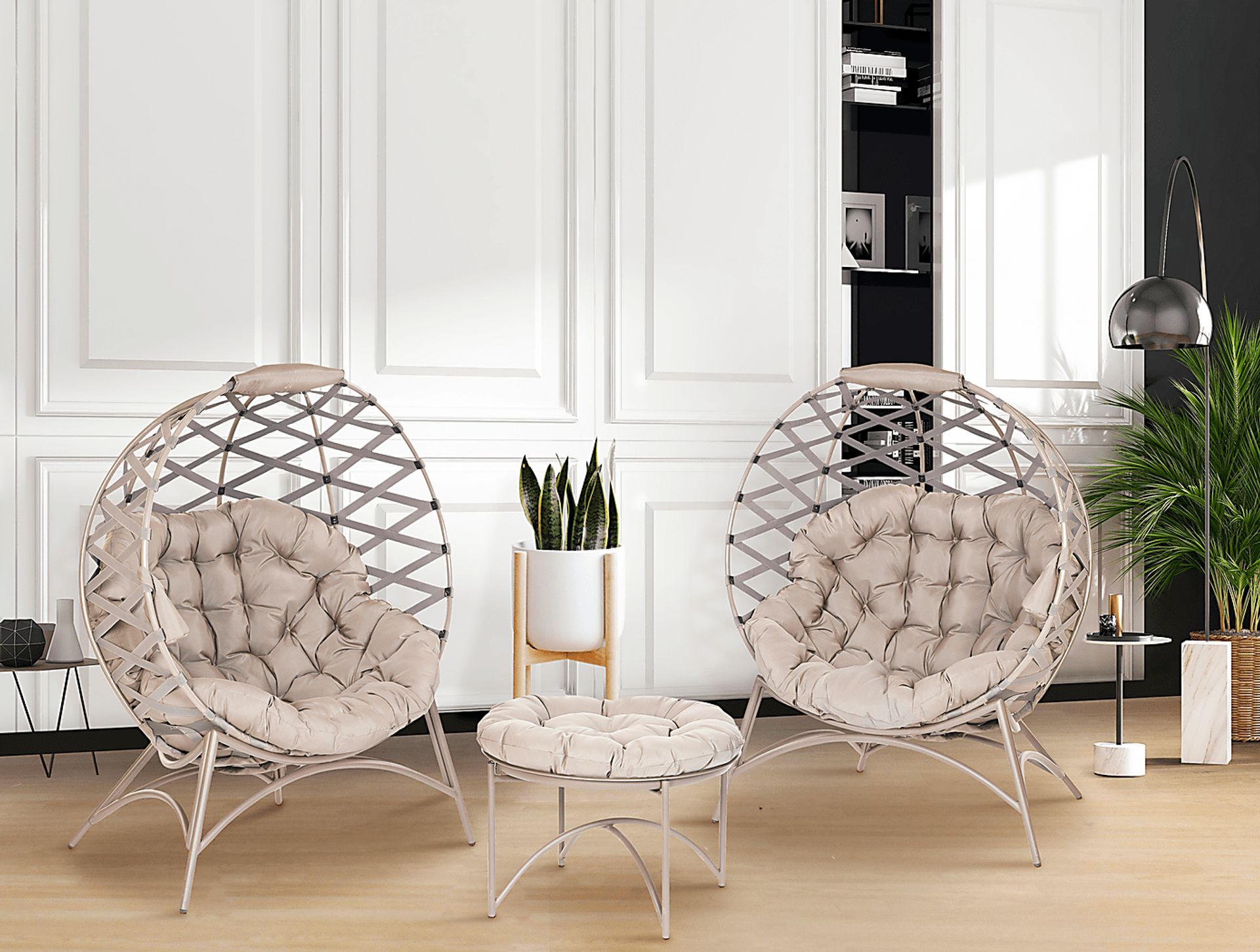 Outdoor Maureo Beige Conversation Set, Set of 3 - Image 4