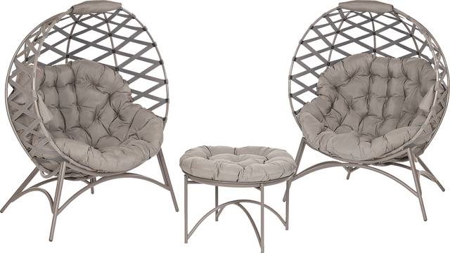 Outdoor Maureo Beige Conversation Set, Set of 3 - Thumbnail - Image 1