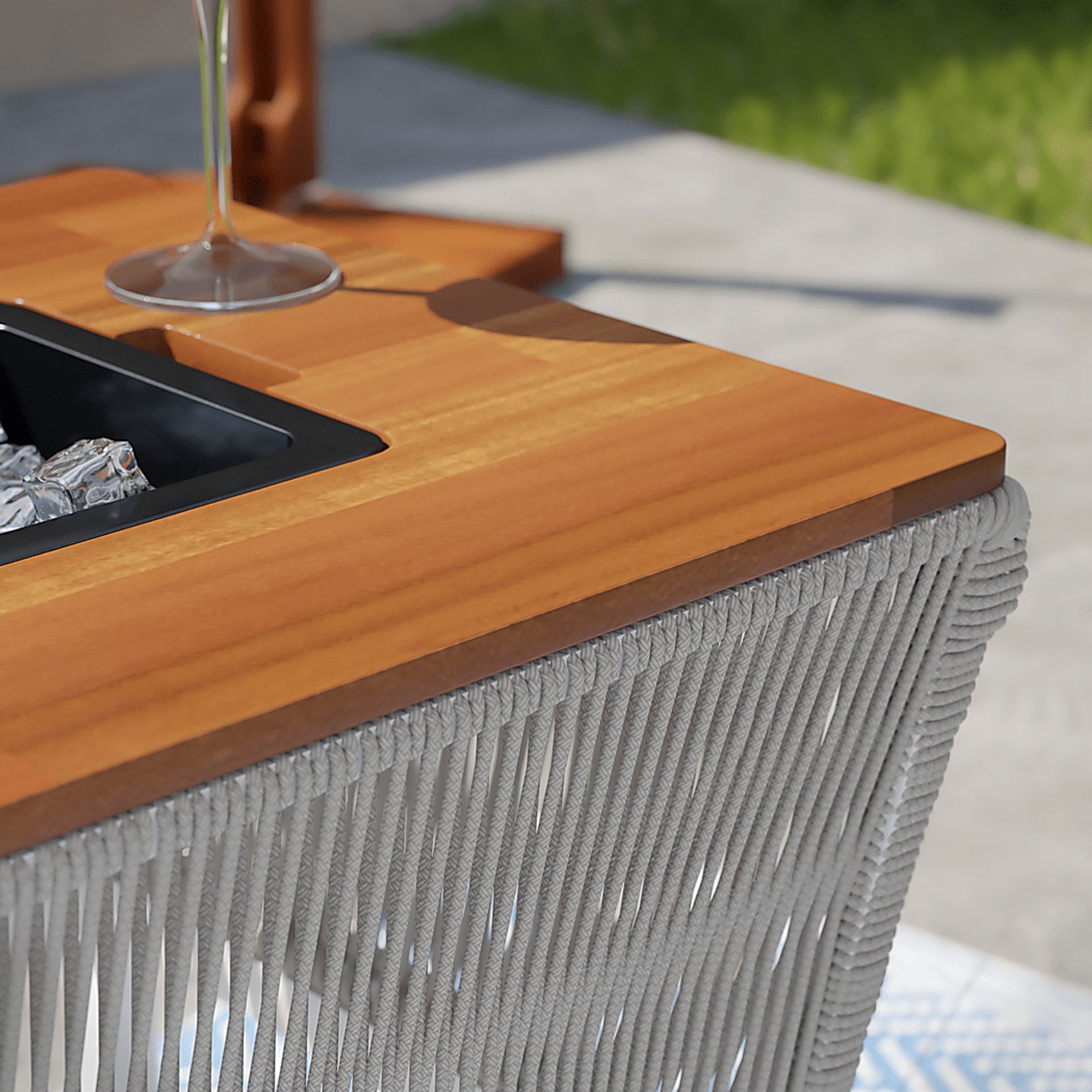 Outdoor Menifee Brown Bar Cart - Image 5