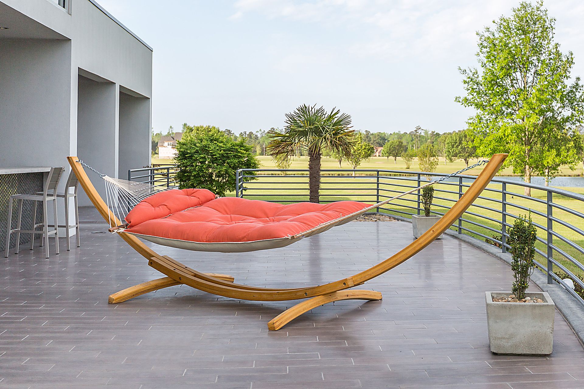 Outdoor Numako Orange Hammock & Stand, Set of 2 - Image 5