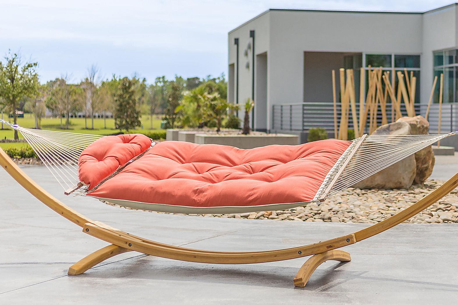 Numako Orange Orange,Red Synthetic,Wood Fabric Outdoor Hammock And