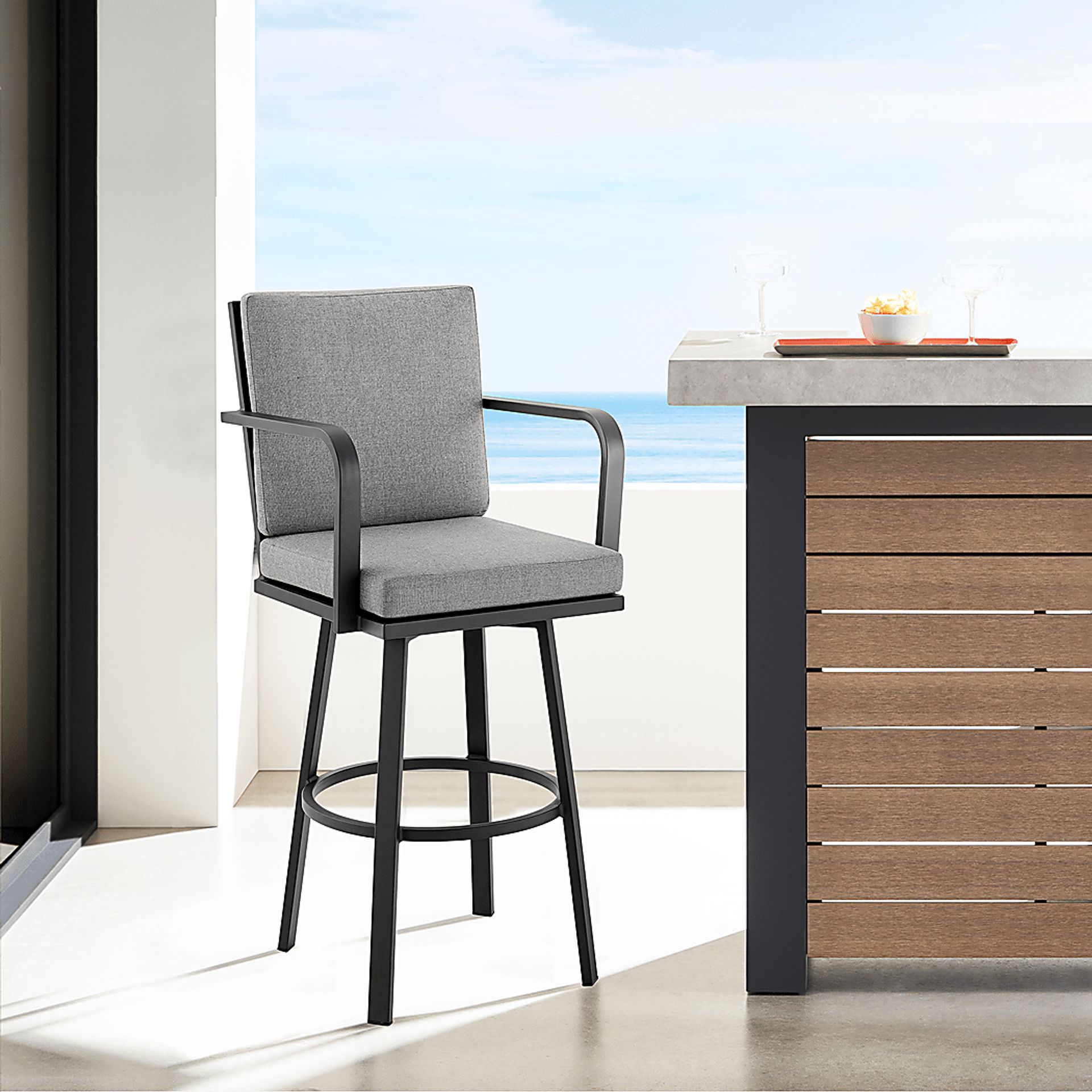 Outdoor Owlmart I Black and Gray Barstool - Image 2