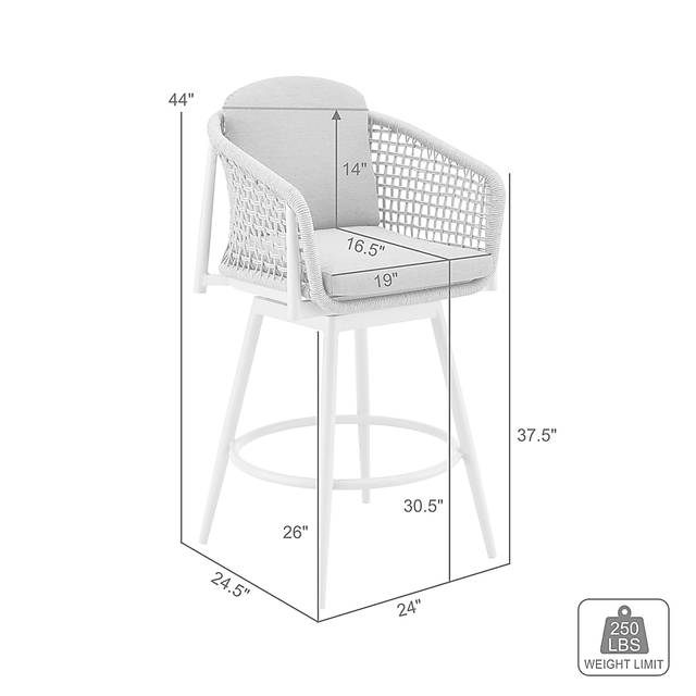 Outdoor Rowding Gray Swivel Barstool - Thumbnail - Image 12
