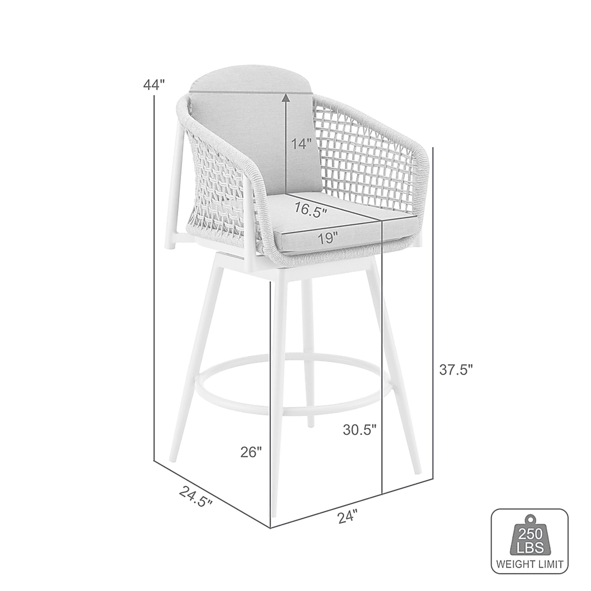 Outdoor Rowding Gray Swivel Barstool - Image 12