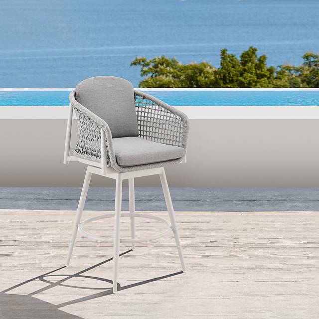 Outdoor Rowding Gray Swivel Barstool - Thumbnail - Image 2