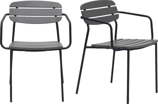 Outdoor Rufiny Dark Gray Arm Chair, Set of 2 - Thumbnail - Image 1