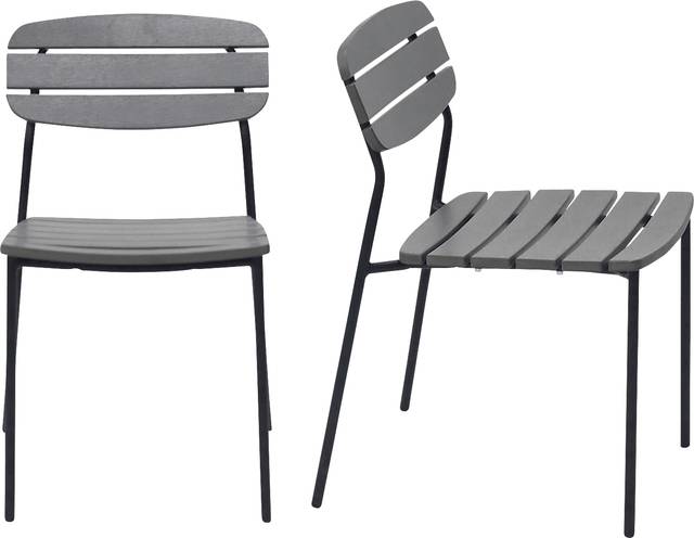 Outdoor Rufiny Dark Gray Dining Chair, Set of 2 - Thumbnail - Image 1