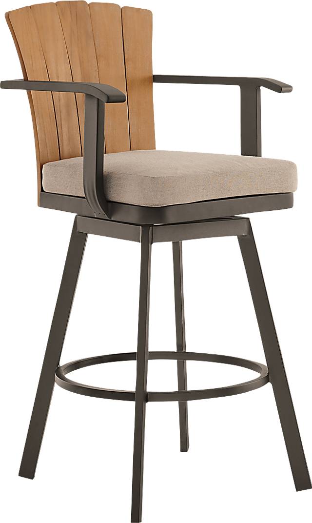 Outdoor Sallodge Brown Swivel Barstool - Thumbnail - Image 1