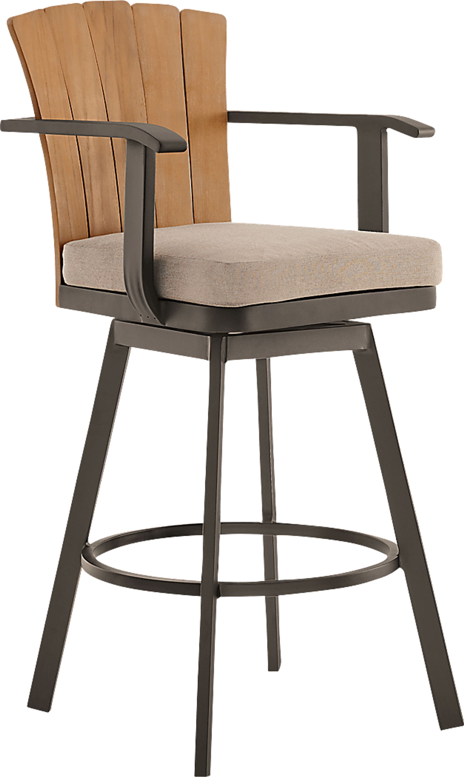 Outdoor Sallodge Brown Swivel Barstool - Image 1