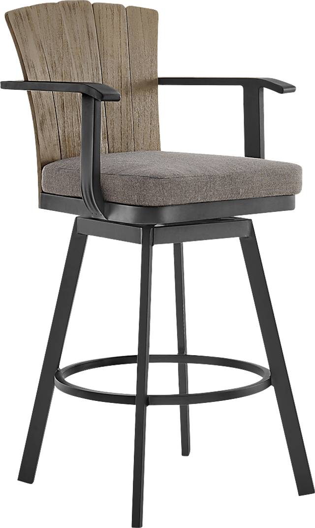 Outdoor Sallodge Charcoal Swivel Barstool - Thumbnail - Image 1